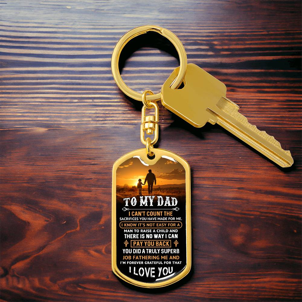 "To My Dad" Graphic Dog Tag Keychain