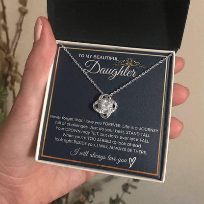 "To My Beautiful Daughter" Love Knot Necklace