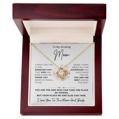 "Amazing Mom" Love Knot Necklace