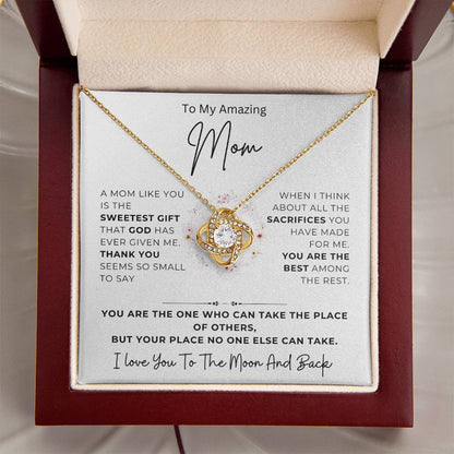 "Amazing Mom" Love Knot Necklace