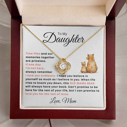 "This Old Mama Bear" Love Knot Necklace for Daughter