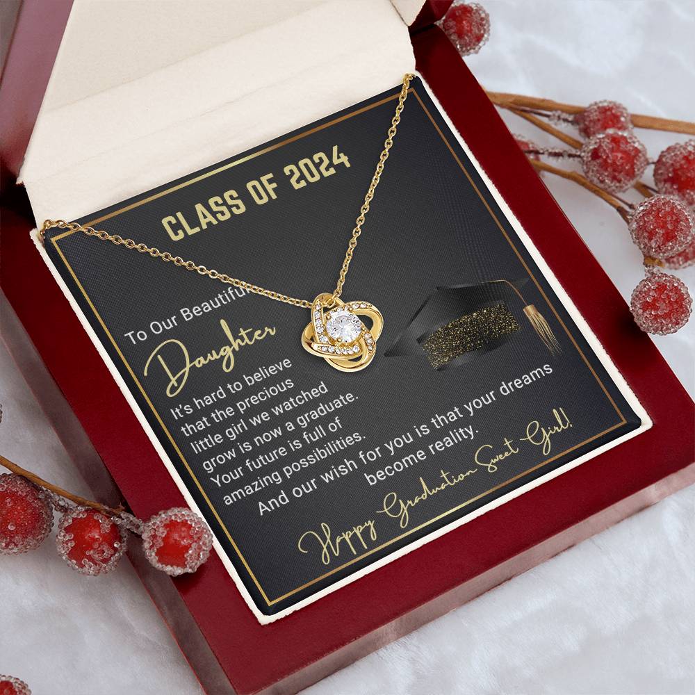 "Amazing  Possibilities" Love Knot Necklace Graduation Gift for Daughter