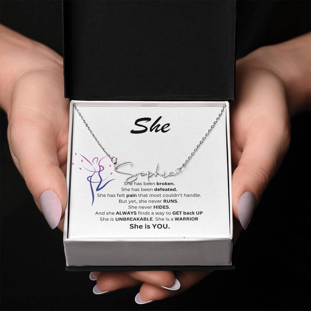 "She" Signature Style Name Necklace