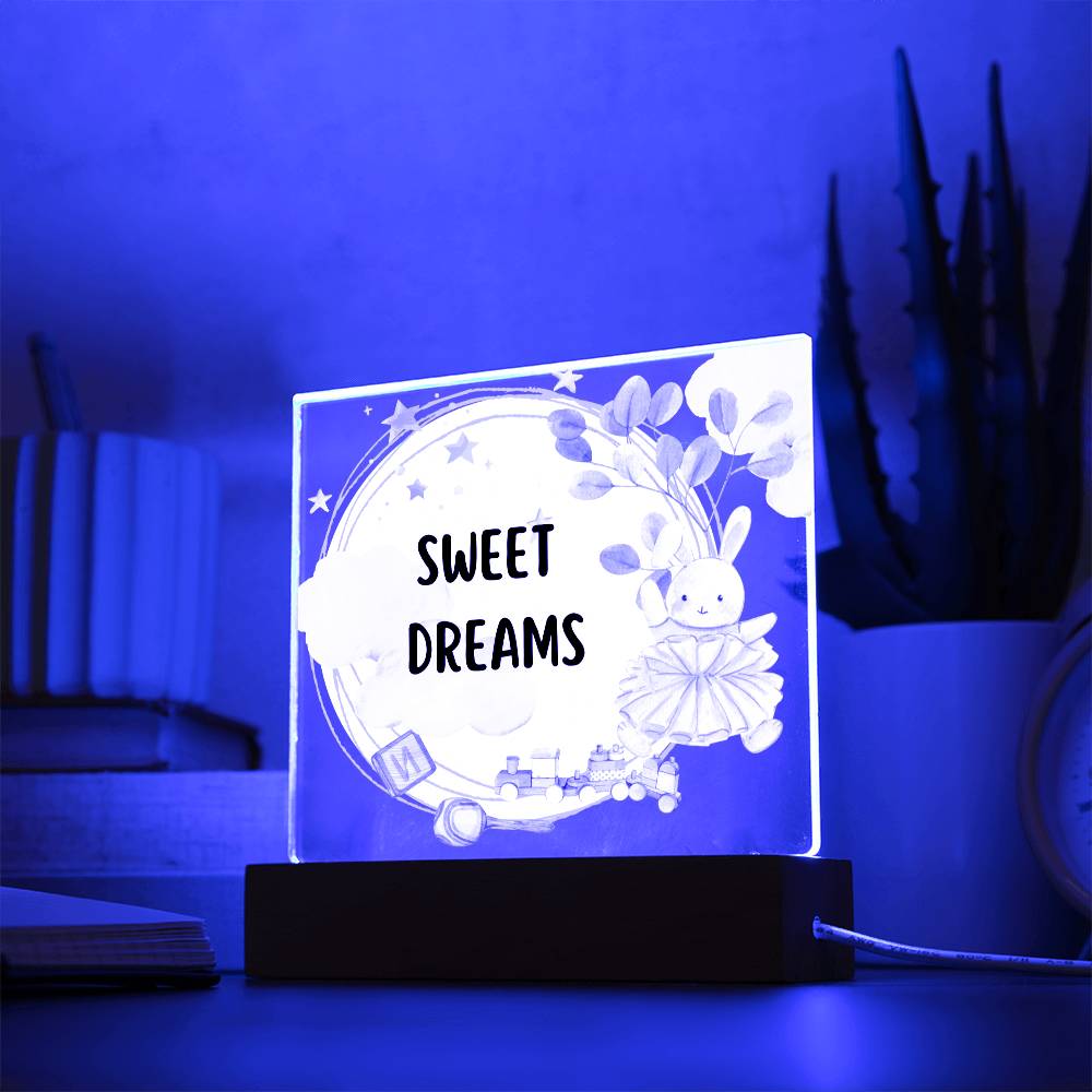 Kids' Moon, Stars and Bunny Acrylic Plaque LED Nightlight