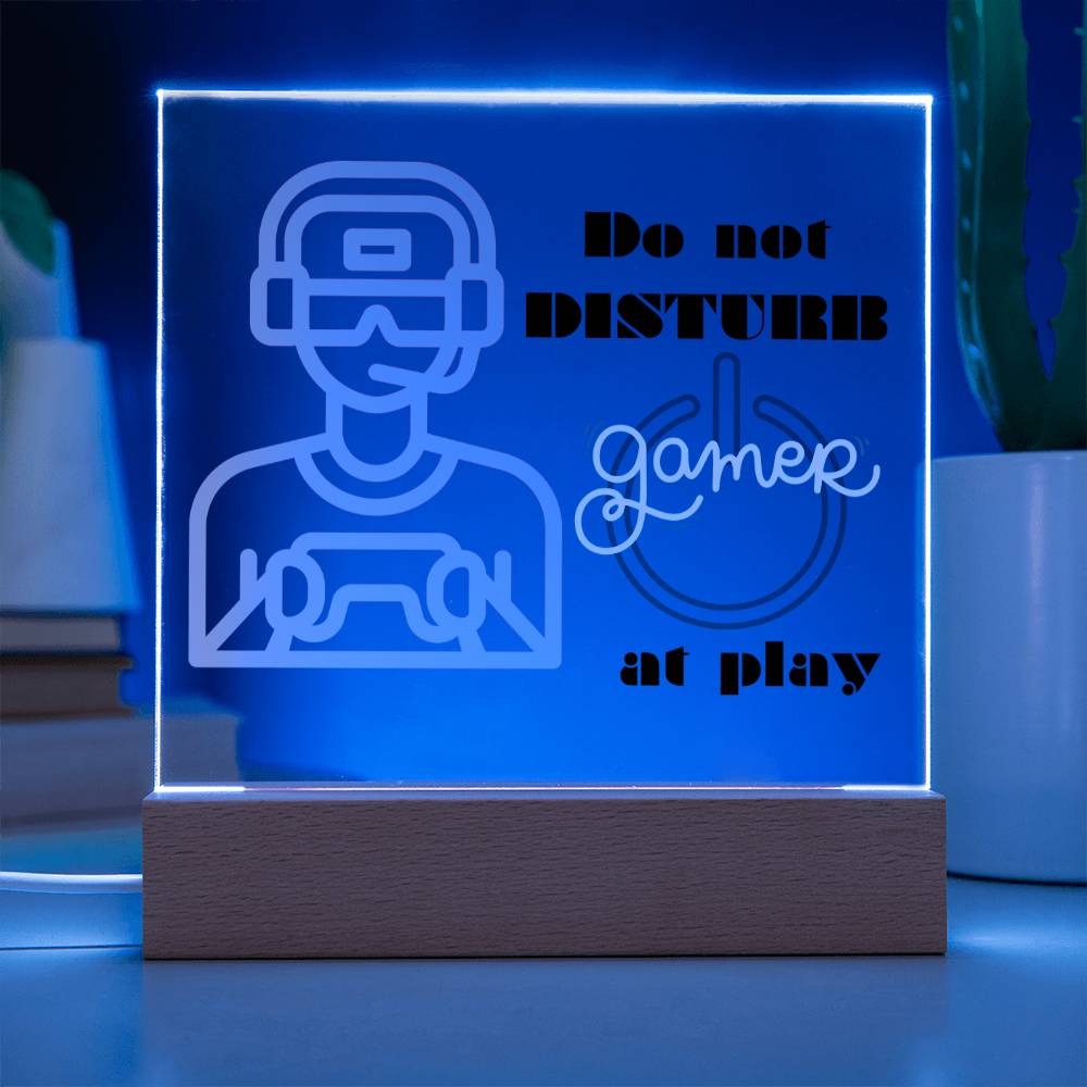Gamer At Play w/ LED base NIGHTLIGHT Acrylic Plaque