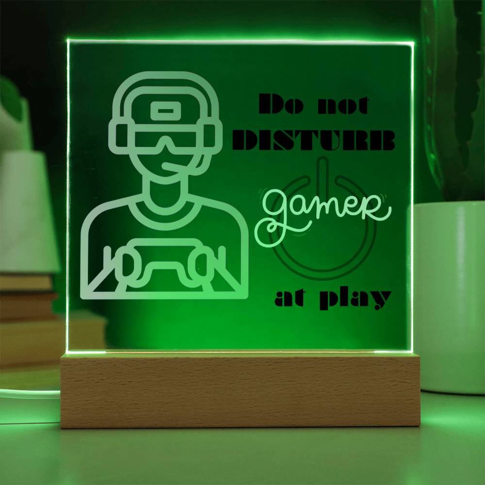 Gamer At Play w/ LED base NIGHTLIGHT Acrylic Plaque