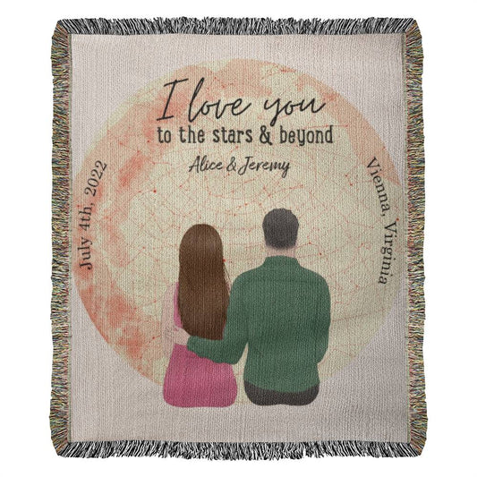 "Our Love Star Map" Heirloom Woven Blanket